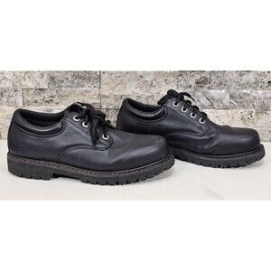 Skechers Mens Leather Work Shoe Slip Resistant EH Cottonwood Elks 77041 Black 7